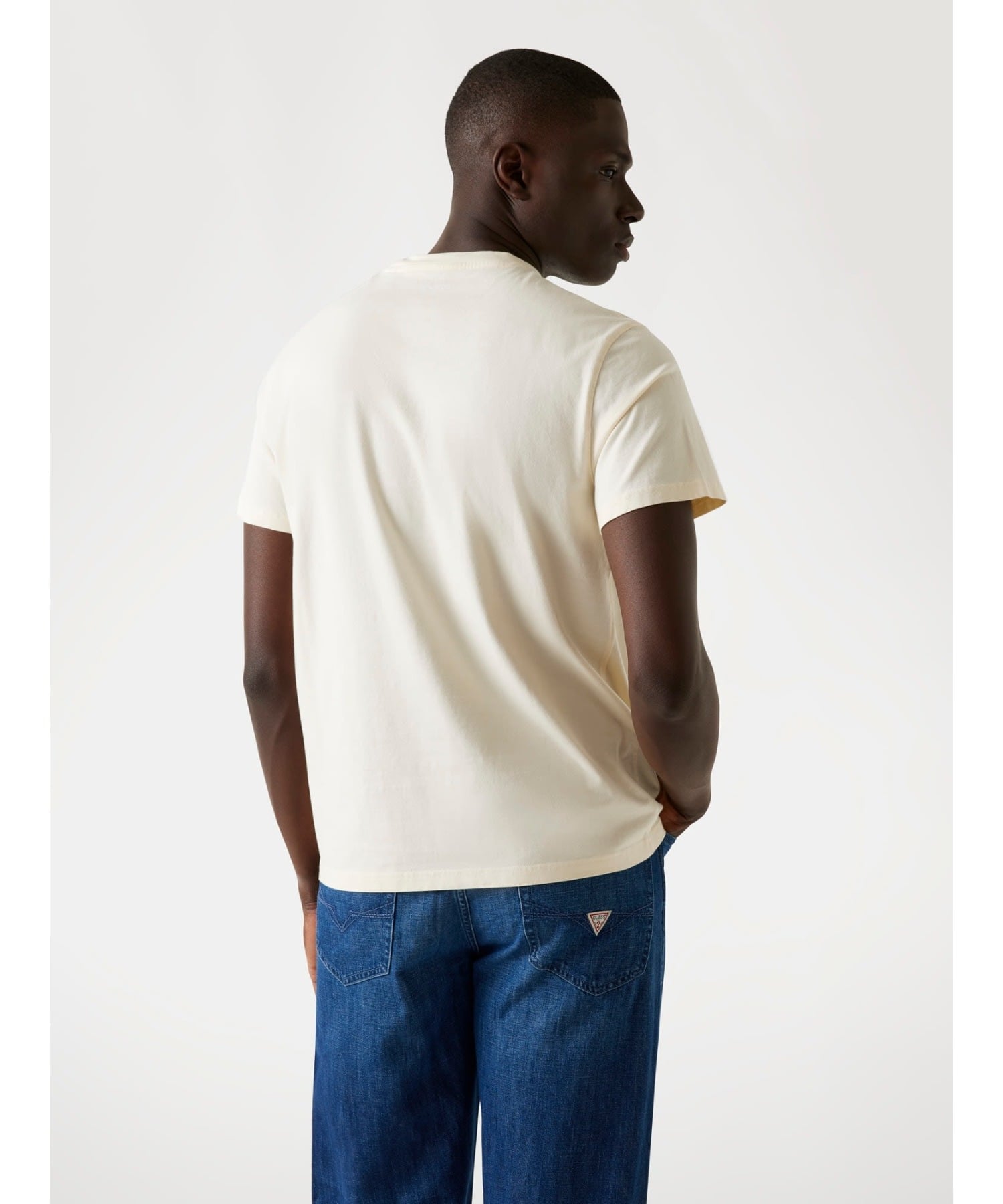 GUESS ロゴTシャツ (M)SS Cn Guess Box Logo Tee ゲス トップス カットソー・Tシャツ ブラック ベージュ