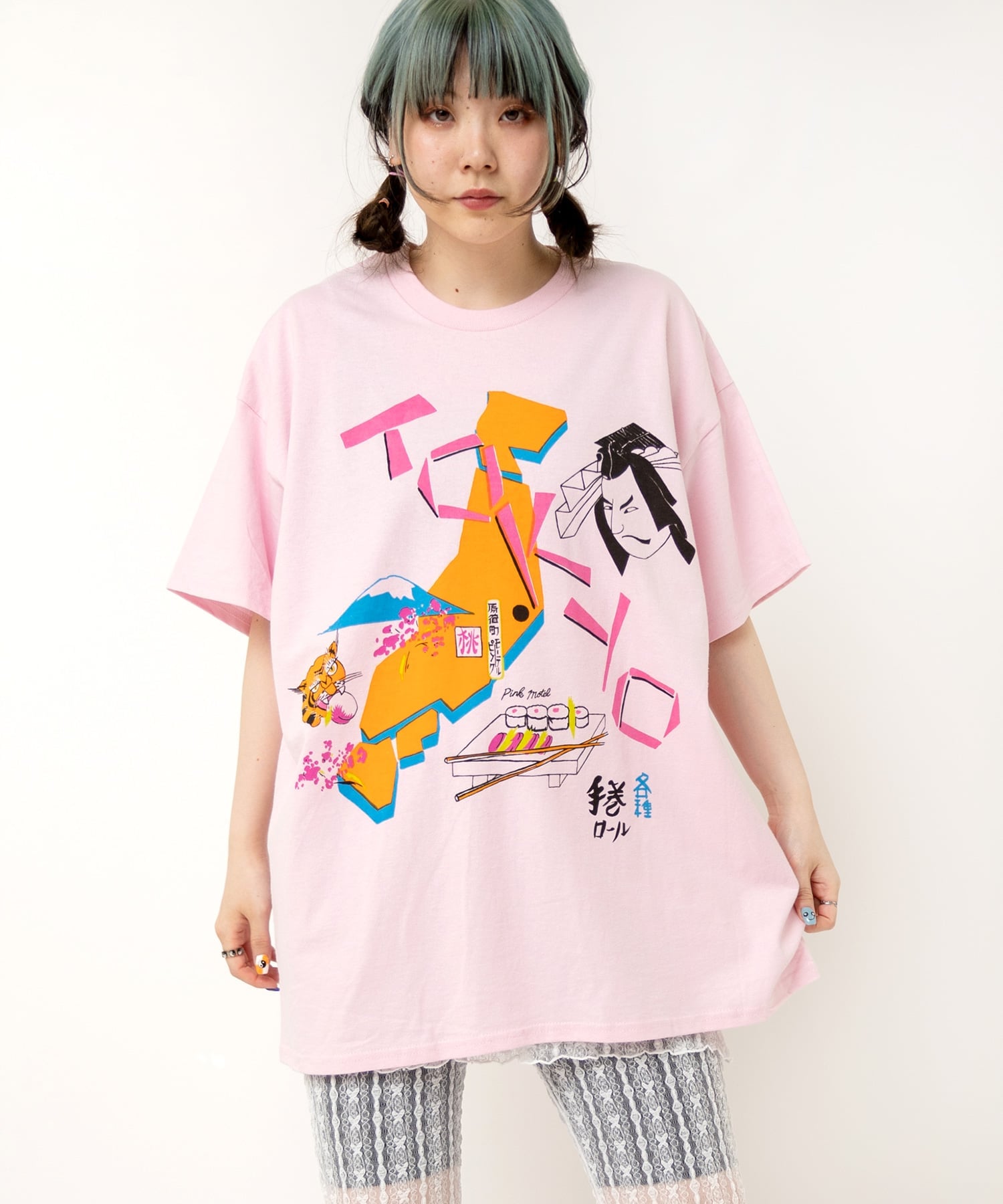 RNA M2516 PM東京メモリーT アールエヌエー トップス カットソー・Tシャツ ホワイト ピンク