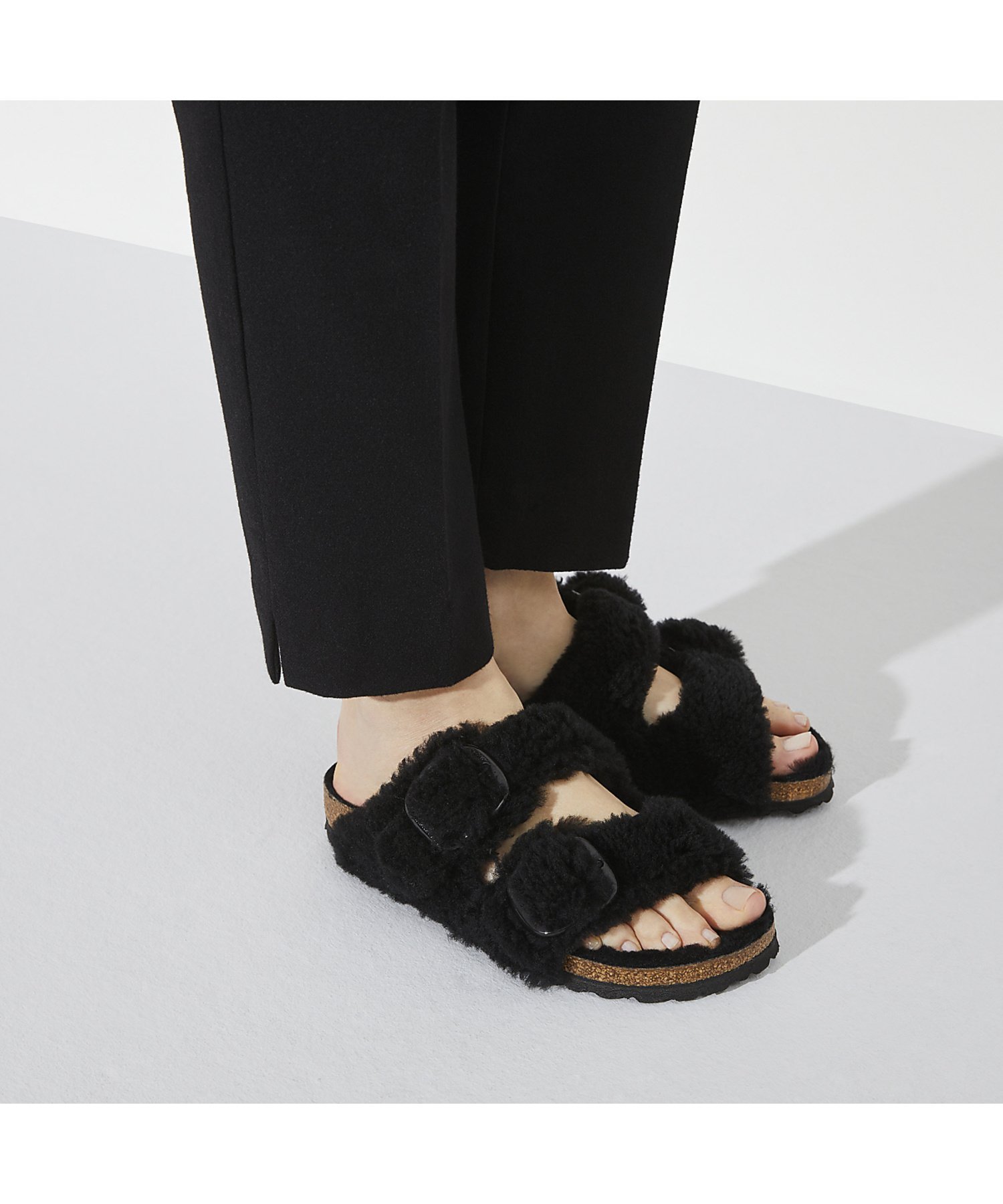 Au BANNISTER ●BIRKENSTOCK ARIZONA TEDDY Wベルトファーサンダル オゥ・バニスター シューズ・靴 サンダル ブラック ホワイト【送料無料】