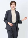 m.f.editorial ストレッチウォッシャブル 1ボタン7分袖ジャケット 紺(セットアップ可能) レディース セットアップ スーツ ジャケット ビジネス ...