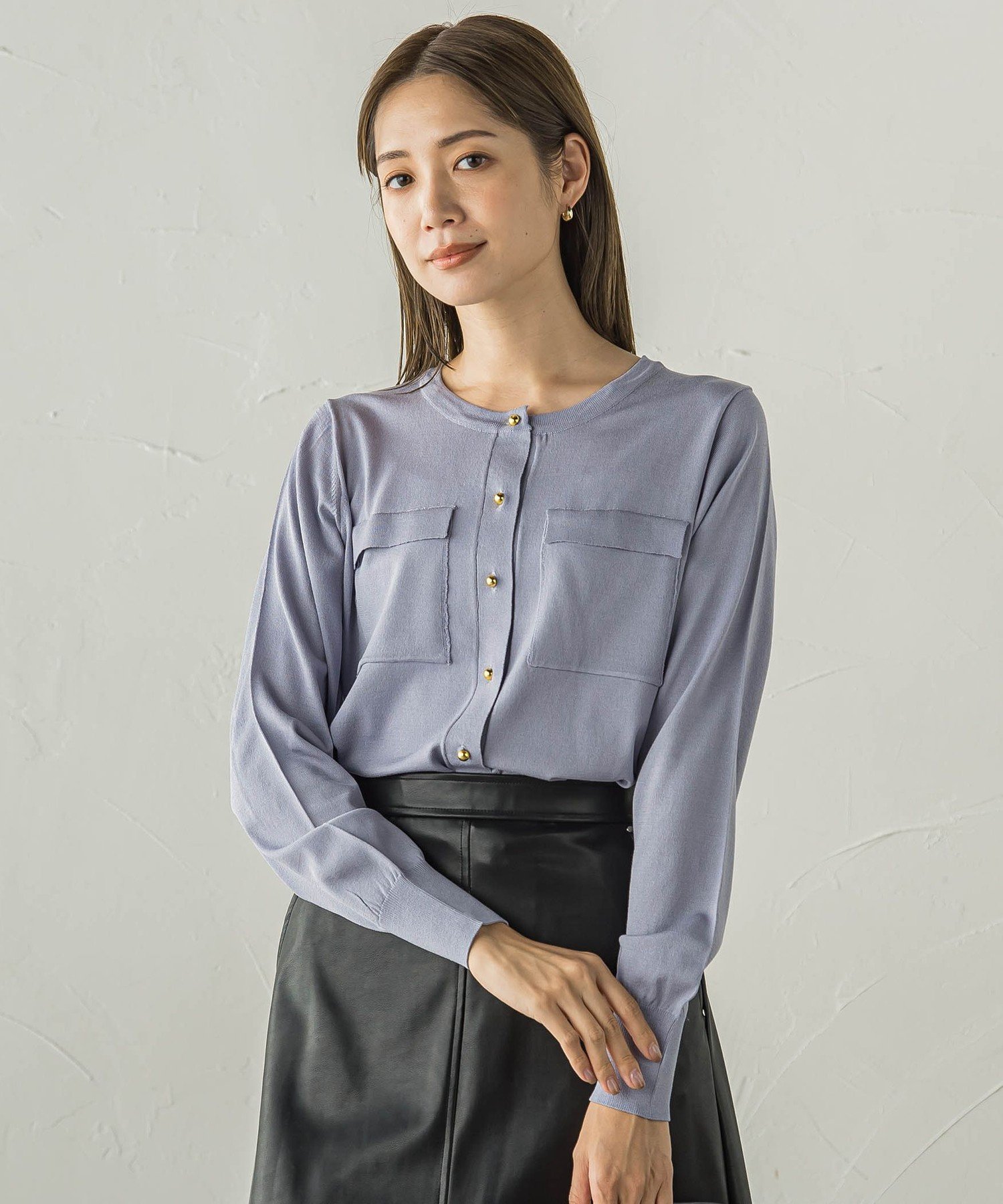 ketty ポケット付きカーディガン≪手洗い可能≫ ケティ トップス カーディガン パープル ブラック ベージュ【送料無料】のサムネイル