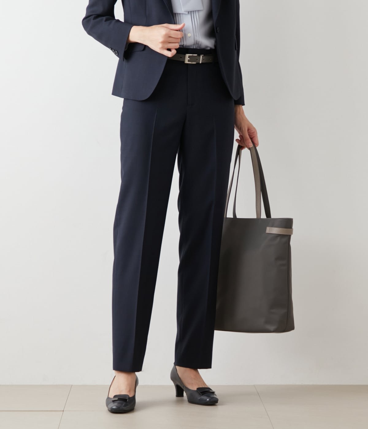 NEWYORKER WOMEN グレンチェック テーパードパンツ ニューヨーカー パンツ スラックス・ドレスパンツ グレー ネイビー