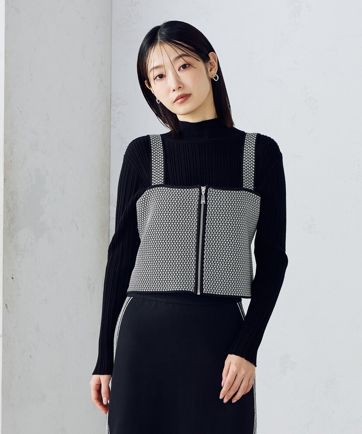 【SALE／16%OFF】COMME CA ISM 【セットアップ対応】ダブルフェイスシリーズジップ ニットビスチェ コ..