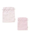 【SALE/50%OFF】SLAP SLIP 【お揃い】プリント総柄+チェック巾着2点セット ベベ オンライン ストア バッグ エコバッグ・サブバッグ ホワイト ピンク