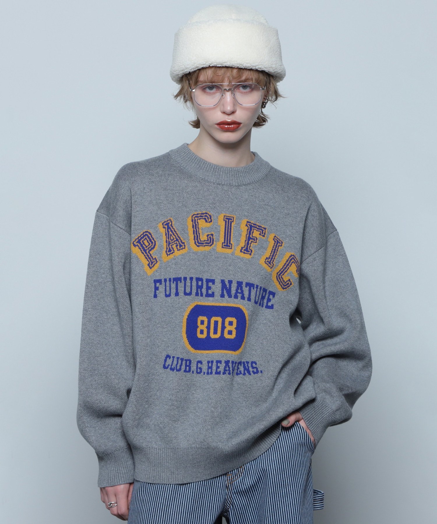 【SALE/30%OFF】GENE HEAVENS カレッジライクロゴ ジャカードニット ローズバッド トップス ニット【送料無料】