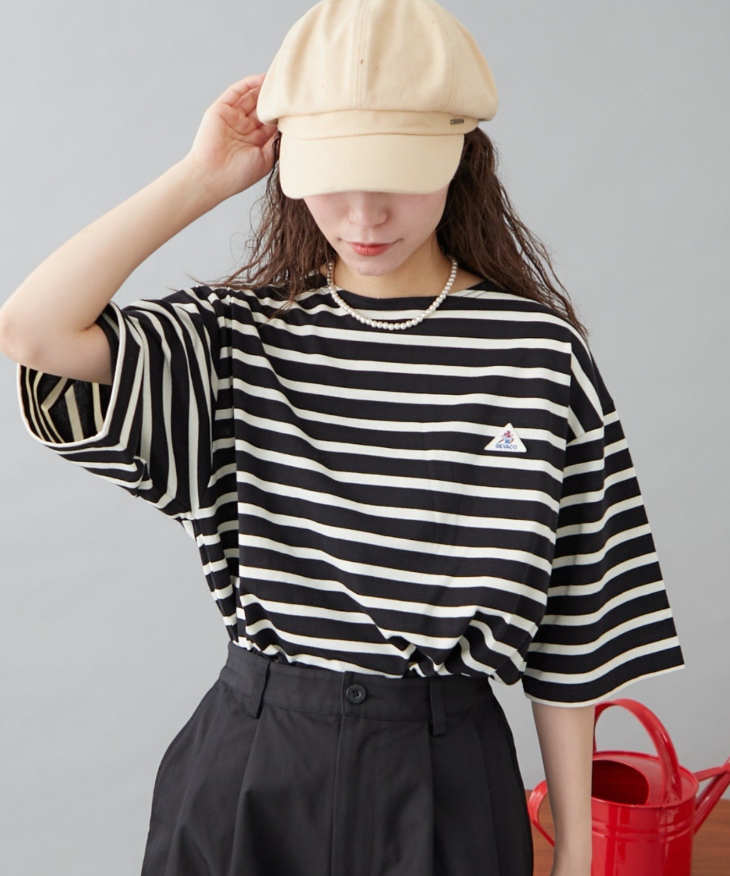 【SALE／30%OFF】CIAOPANIC TYPY 【GEVACO】ボートネック半袖ボーダーTEE チャオパニックティピー トップス カットソー・Tシャツ ネイビー ブラック ホワイト【送料無料】のサムネイル