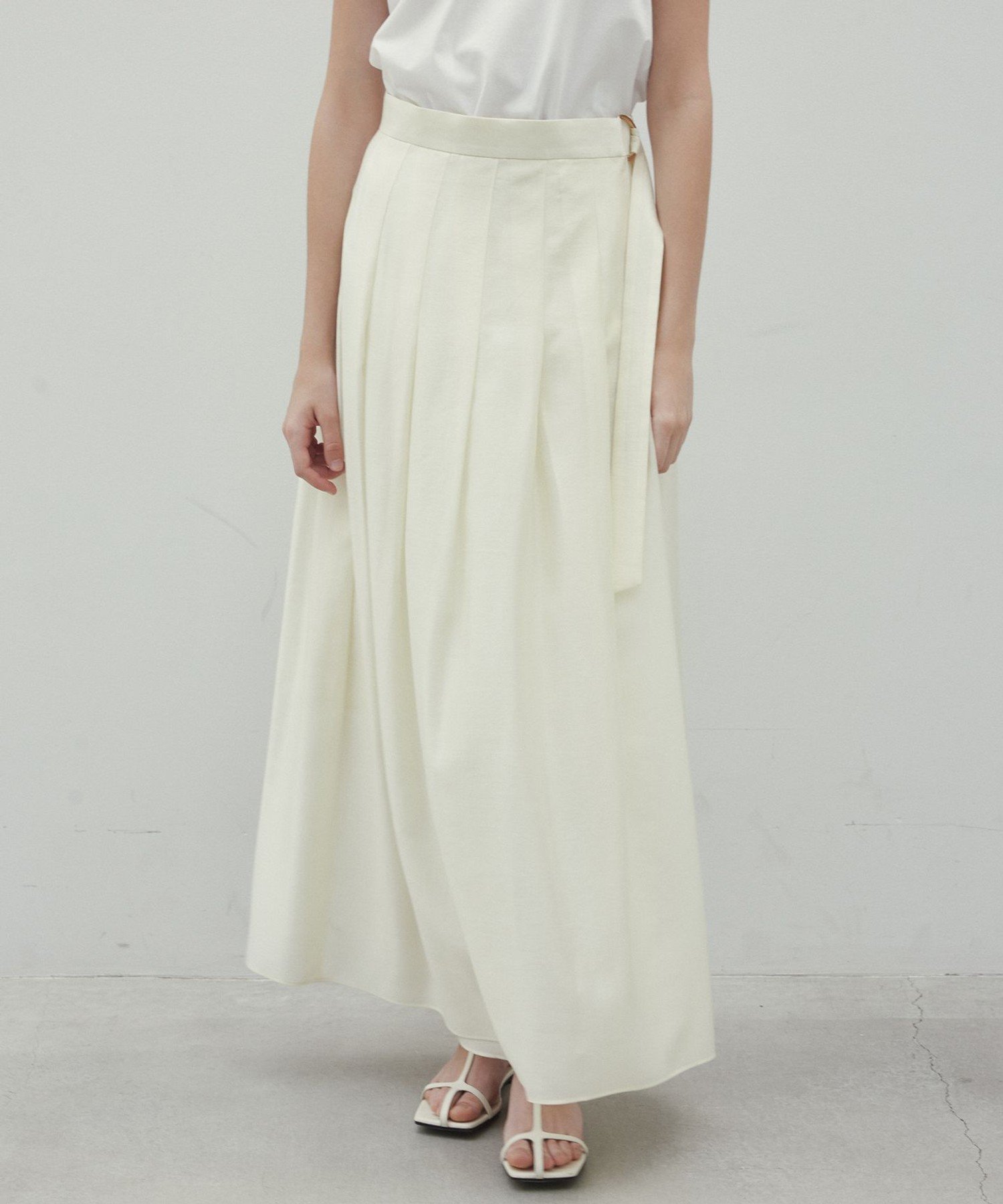 【SALE／30%OFF】BEIGE, 【洗える】CARINATA / ウエストタックラップスカート ベイジ, スカート ロング・マキシスカート ネイビー【送料無料】
