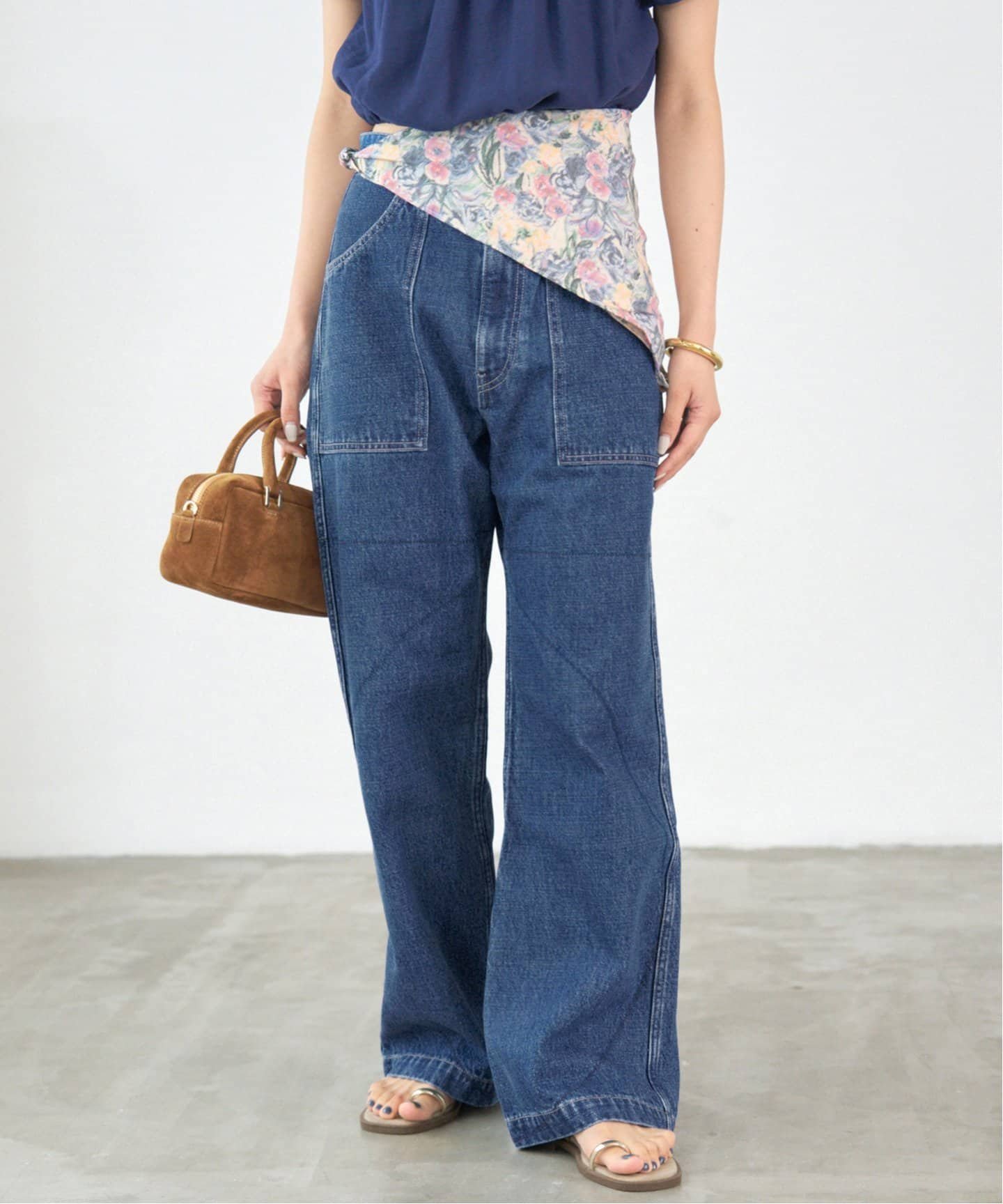 IENA KURO/クロ 別注 BUSH PANTS デニムパンツ イエナ パンツ ジーンズ・デニムパンツ ブルー ベージュ【送料無料】のサムネイル