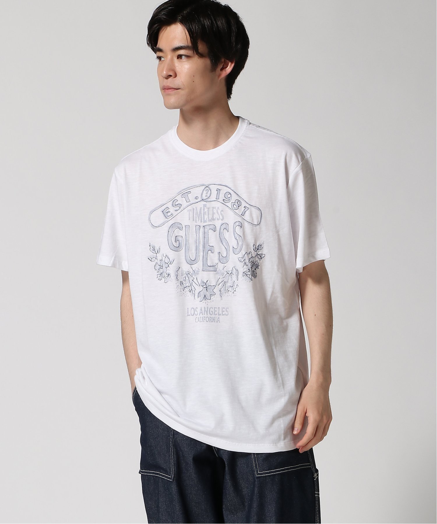 GUESS 半袖Tシャツ (M)SS Cn Timeless Tee ゲス トップス カットソー・Tシャツ ホワイト ベージュ