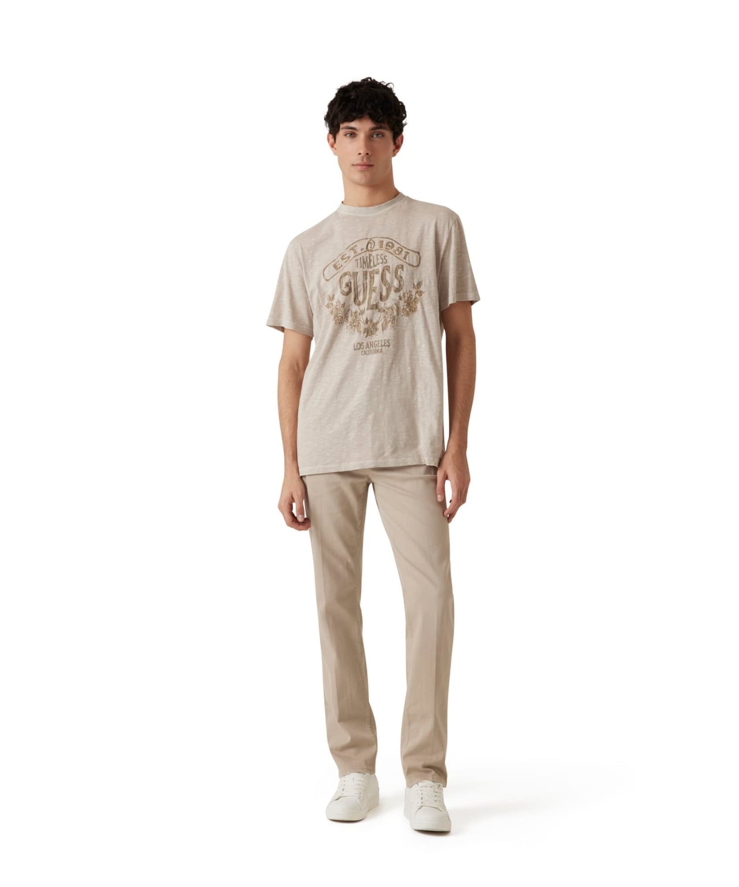 GUESS 半袖Tシャツ (M)SS Cn Timeless Tee ゲス トップス カットソー・Tシャツ ホワイト ベージュ