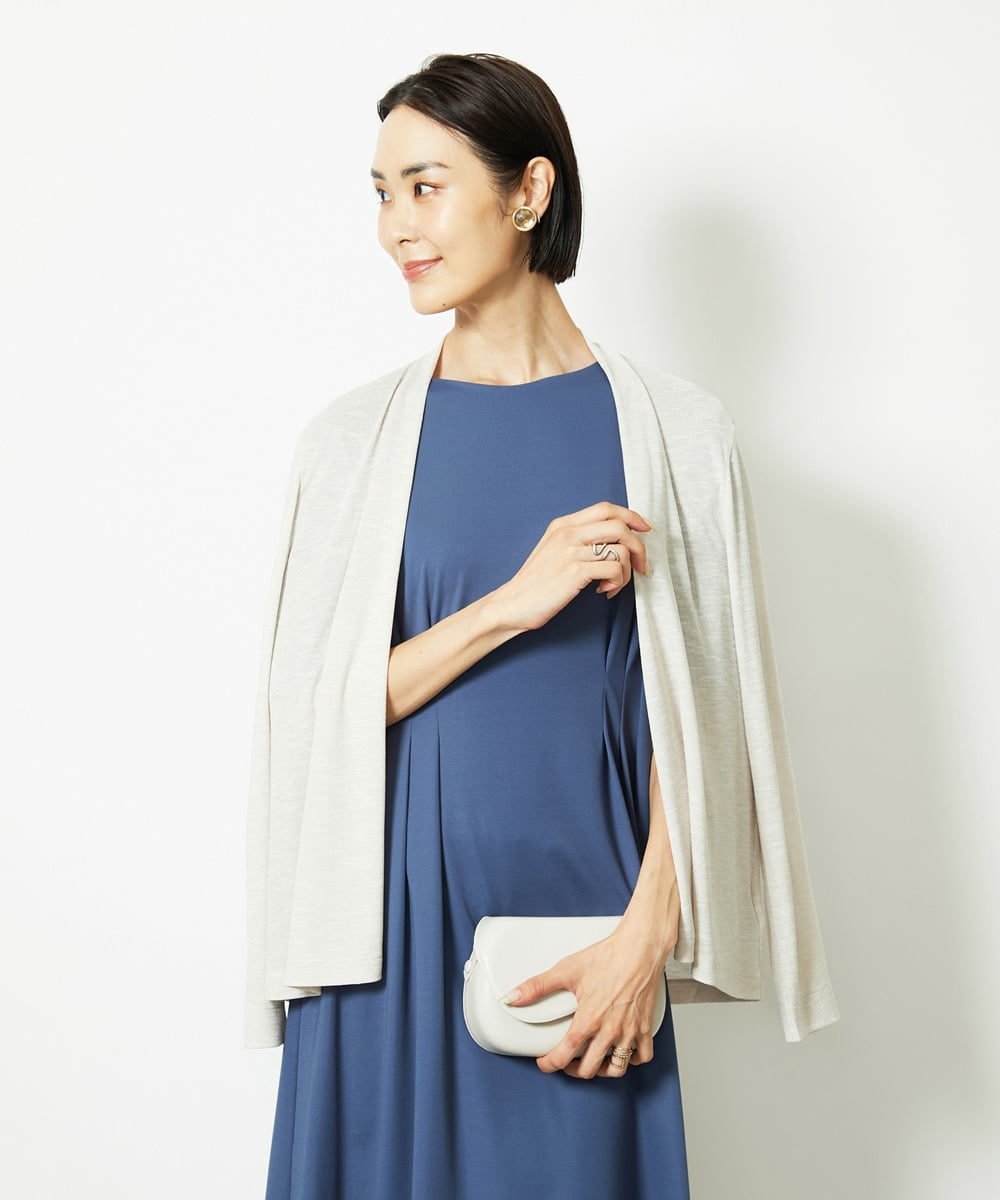 MICHEL KLEIN（小さいサイズ） [小さいサイズ]ショートトッパーカーディガン(紫外線/冷房対策に) メゾンドゥサンク トップス カーディガン ホワイト ブラック【送料無料】