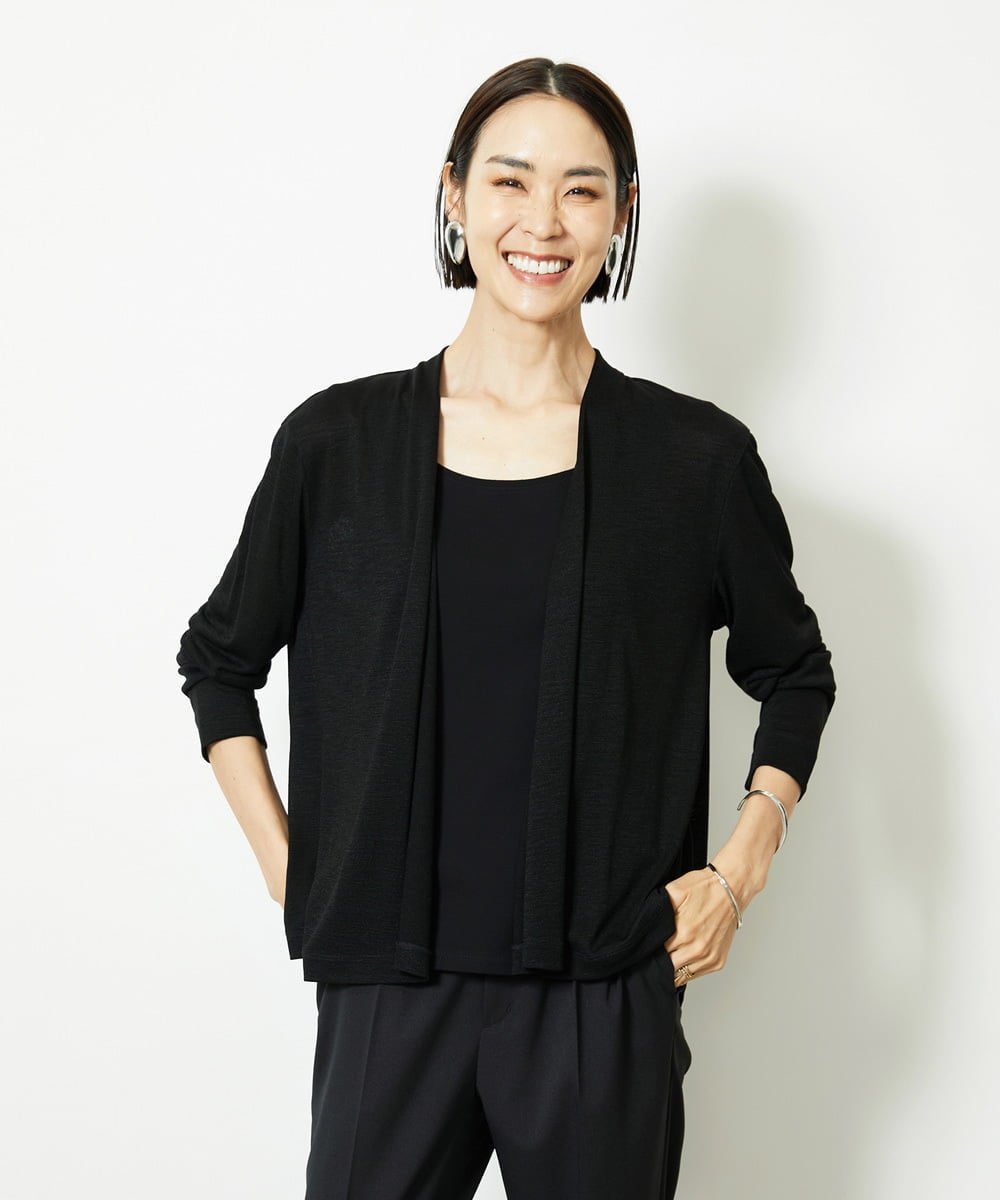 【SALE／30%OFF】MICHEL KLEIN（小さいサイズ） [小さいサイズ]ショートトッパーカーディガン(紫外線/冷房対策に) メゾンドゥサンク トップス カーディガン ホワイト ブラック【送料無料】