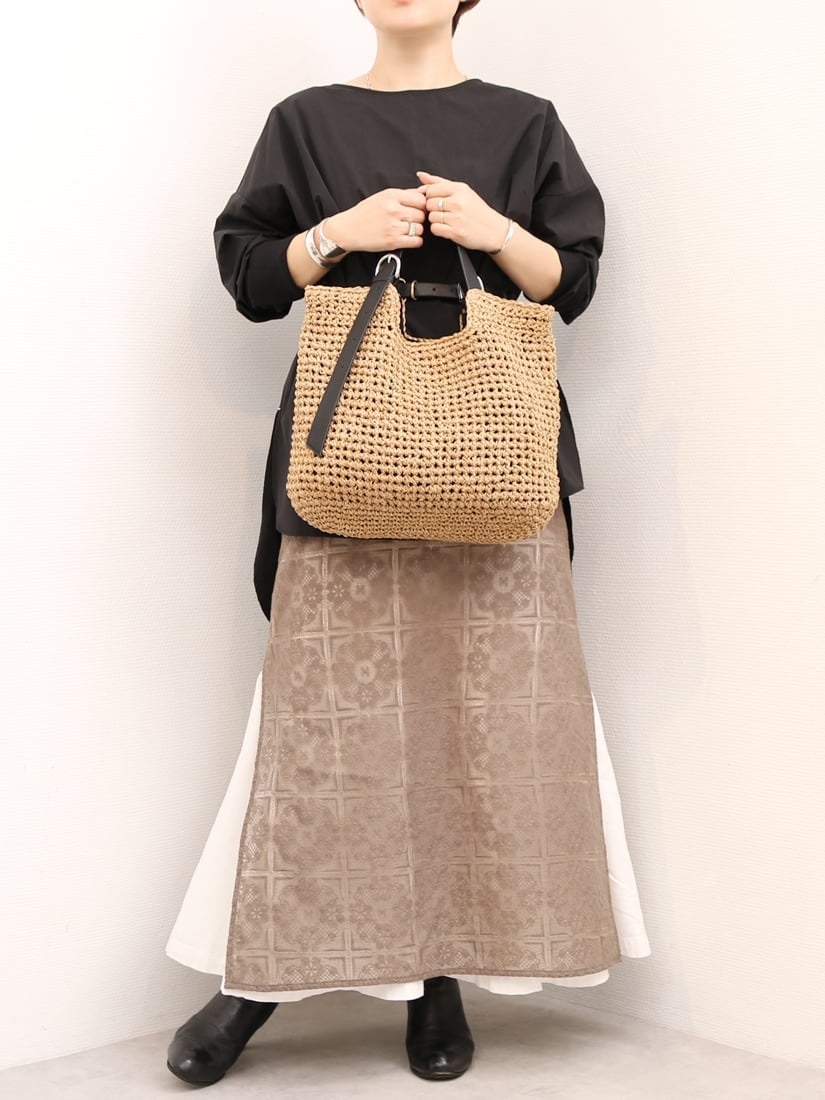 cache cache カシュカシュ cachecache / ベルトハンドルクロッシェトート カゴバッグ アンビリオン バッグ トートバッグ グレー ブラウン ブラック【送料無料】