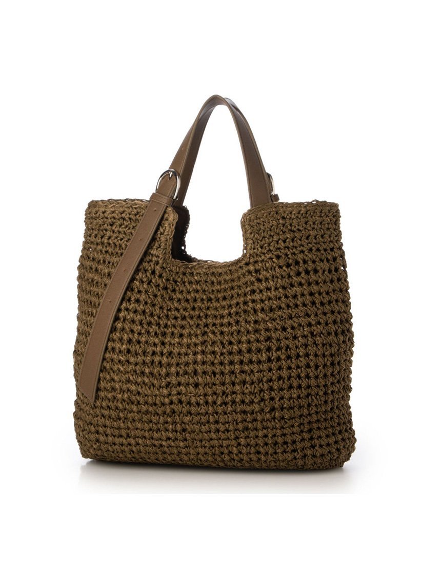 cache cache カシュカシュ cachecache / ベルトハンドルクロッシェトート カゴバッグ アンビリオン バッグ トートバッグ グレー ブラウン ブラック【送料無料】