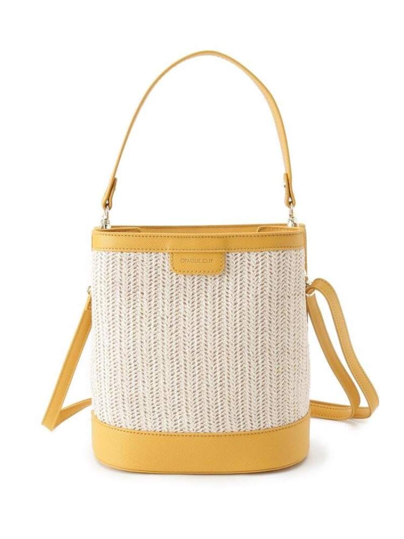 OPAQUE.CLIP 雑材コンビバケツバッグ【2WAY/パイソン柄あり】 オペークドットクリップ バッグ トートバッグ イエロー ベージュ ブラウン【送料無料】のサムネイル