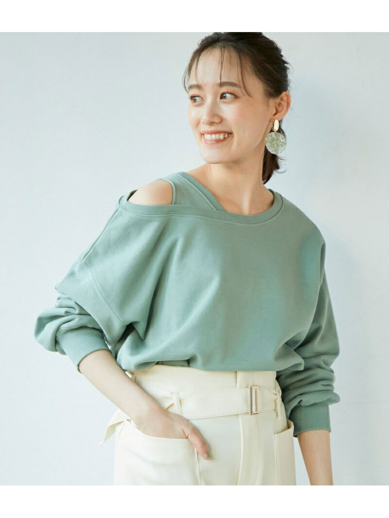 【SALE／60%OFF】VIS 裏毛アシメレイヤード風プルオーバー ビス トップス その他のトップス ホワイト グリーン ブラックのサムネイル