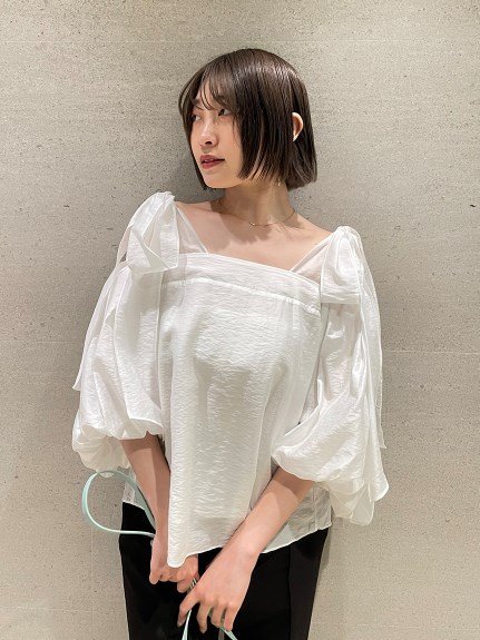 SNIDEL オフショルリボンブラウス スナイデル トップス シャツ・ブラウス ホワイト ブラック ブラウン【送料無料】のサムネイル