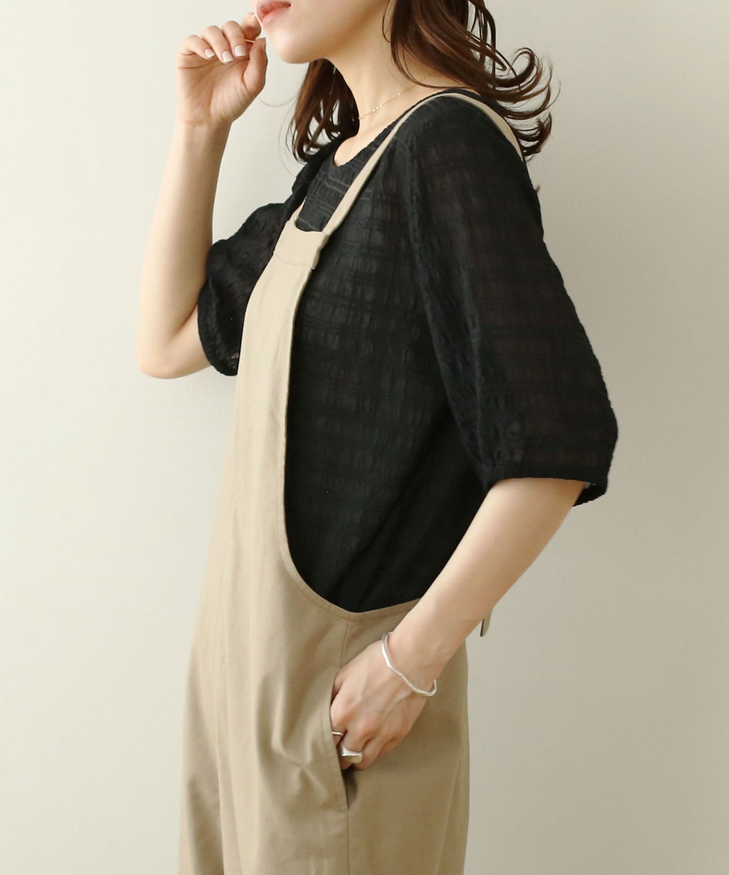 NOAHL ブロックシアートップス ノアル トップス シャツ・ブラウス ブラック