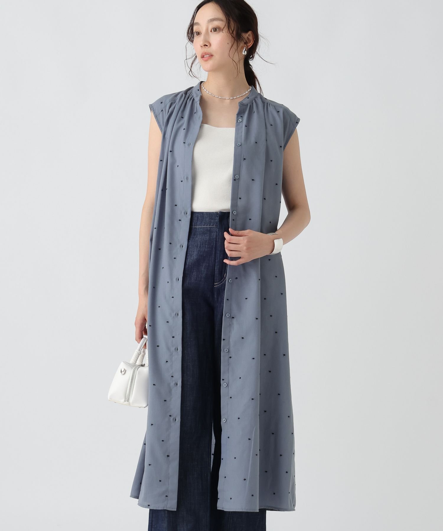 【SALE／50%OFF】Elura 刺繍ドットシャツワンピース＜低身長サイズあり＞/491493 エルーラ ワンピース・ドレス ワンピース ブラック【送料無料】