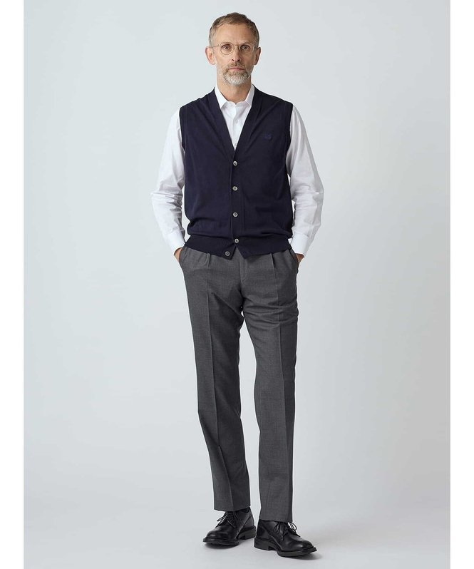 Aquascutum MEN Cotton Twist Waistcoat アクアスキュータム トップス ニット ネイビー【送料無料】