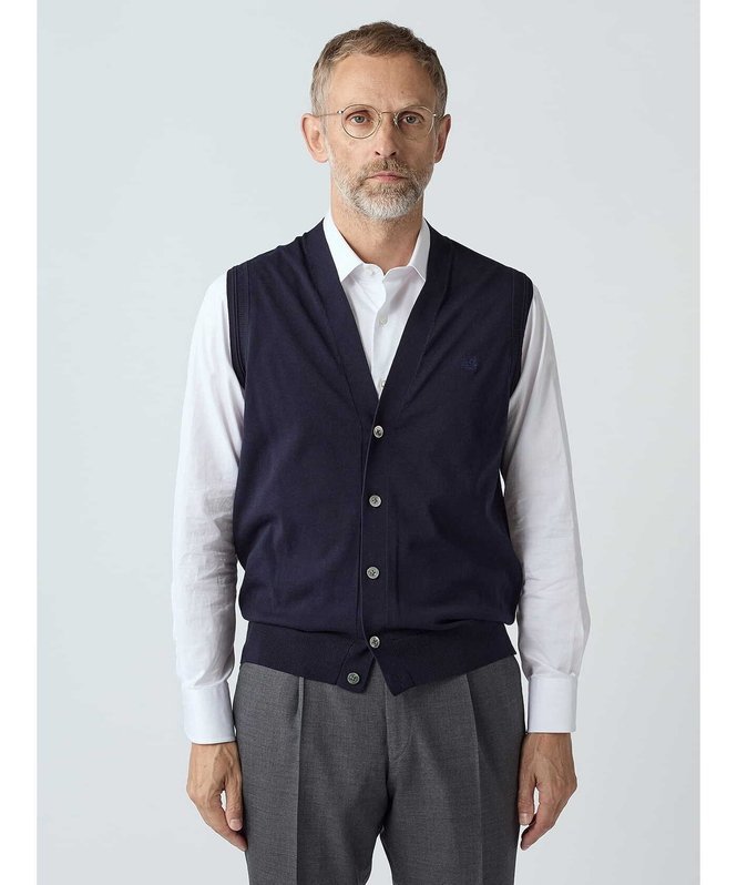 Aquascutum MEN Cotton Twist Waistcoat アクアスキュータム トップス ニット ネイビー【送料無料】
