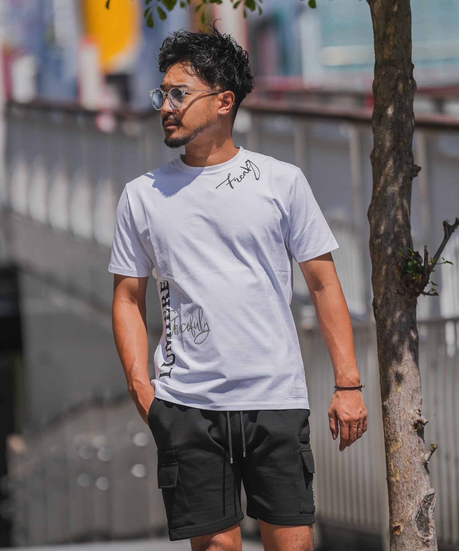 Retro Engine RTEG LUMIERE TEE アダムスジャグラー トップス カットソー・Tシャツ ブラック ホワイト
