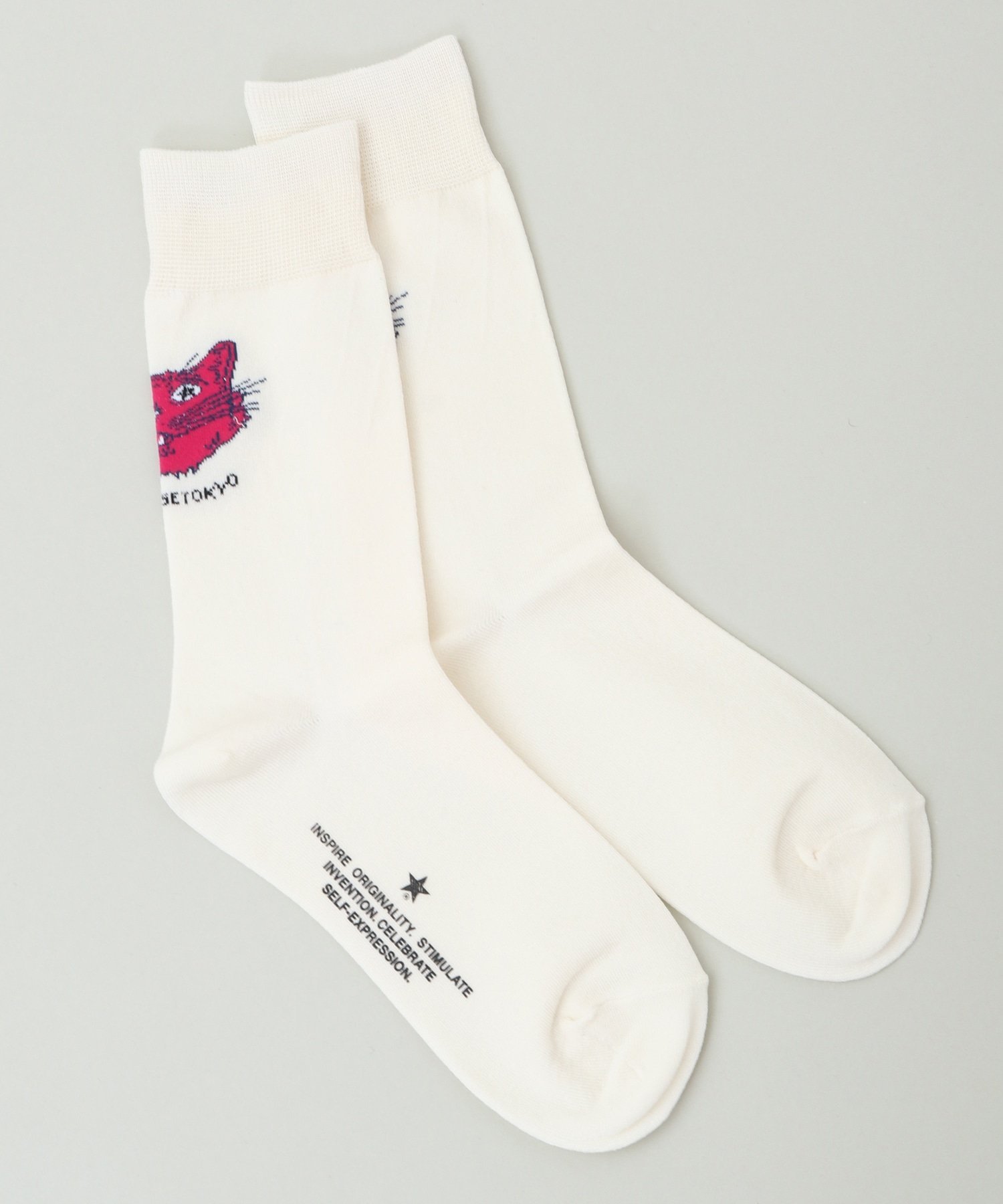 楽天Rakuten FashionCONVERSE TOKYO CAT DESIGN SOX コンバーストウキョウ 靴下・レッグウェア 靴下 ホワイト ピンク グレー ブラック