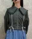【SALE/50%OFF】axes femme POETIQUE ビッグ襟配色ラインブルゾン アクシーズファム ジャケット・アウター ブルゾン・ジャンパー ブラック ブルー ホワイト(4)