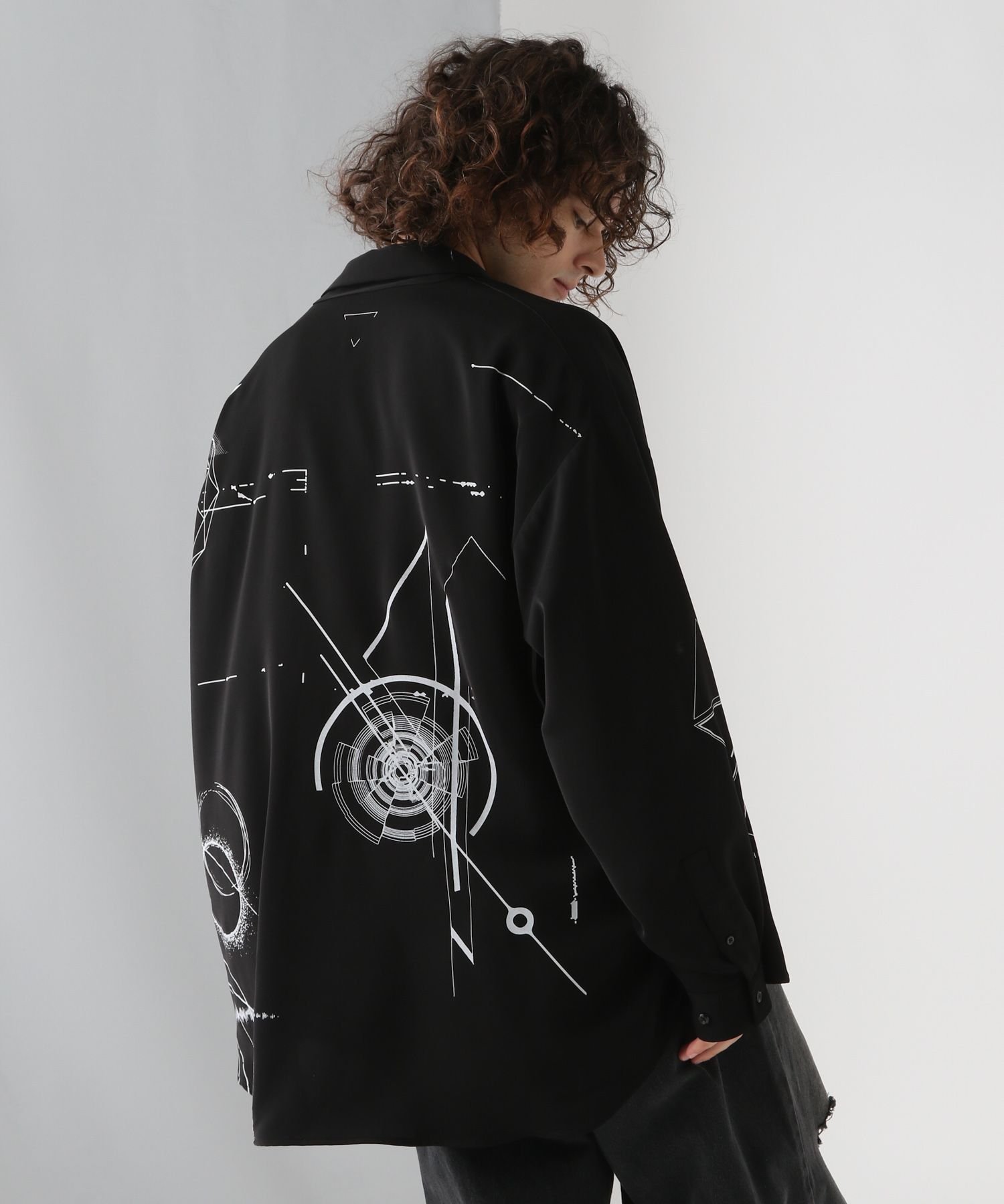 HARE ドローイングモチーフシャツLS ハレ トップス シャツ・ブラウス ブラック ホワイト グレー【送料無料】のサムネイル