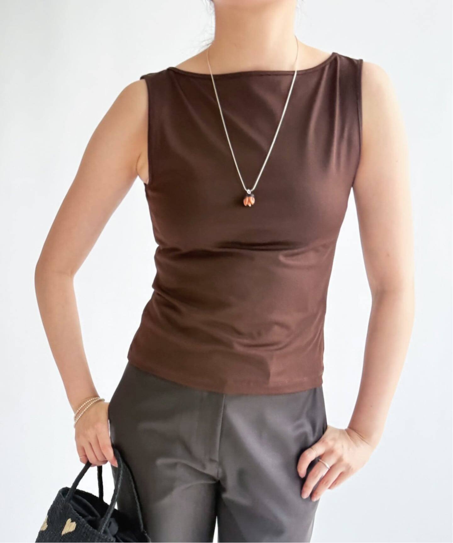 【Hosbjerg/ホスビョーグ】brown sleeveless top エディット フォー ルル トップス カットソー・Tシャツ ブラウン
