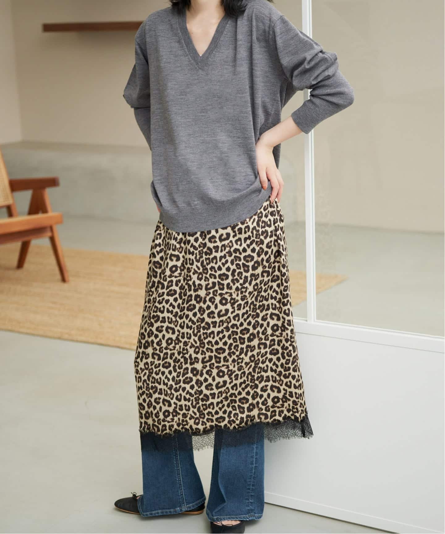 SLOBE IENA 《シリーズあり/予約》ウォッシャブルプレーンオーバーVネックニット スローブ イエナ トップス ニット グリーン グレー イエロー パープル