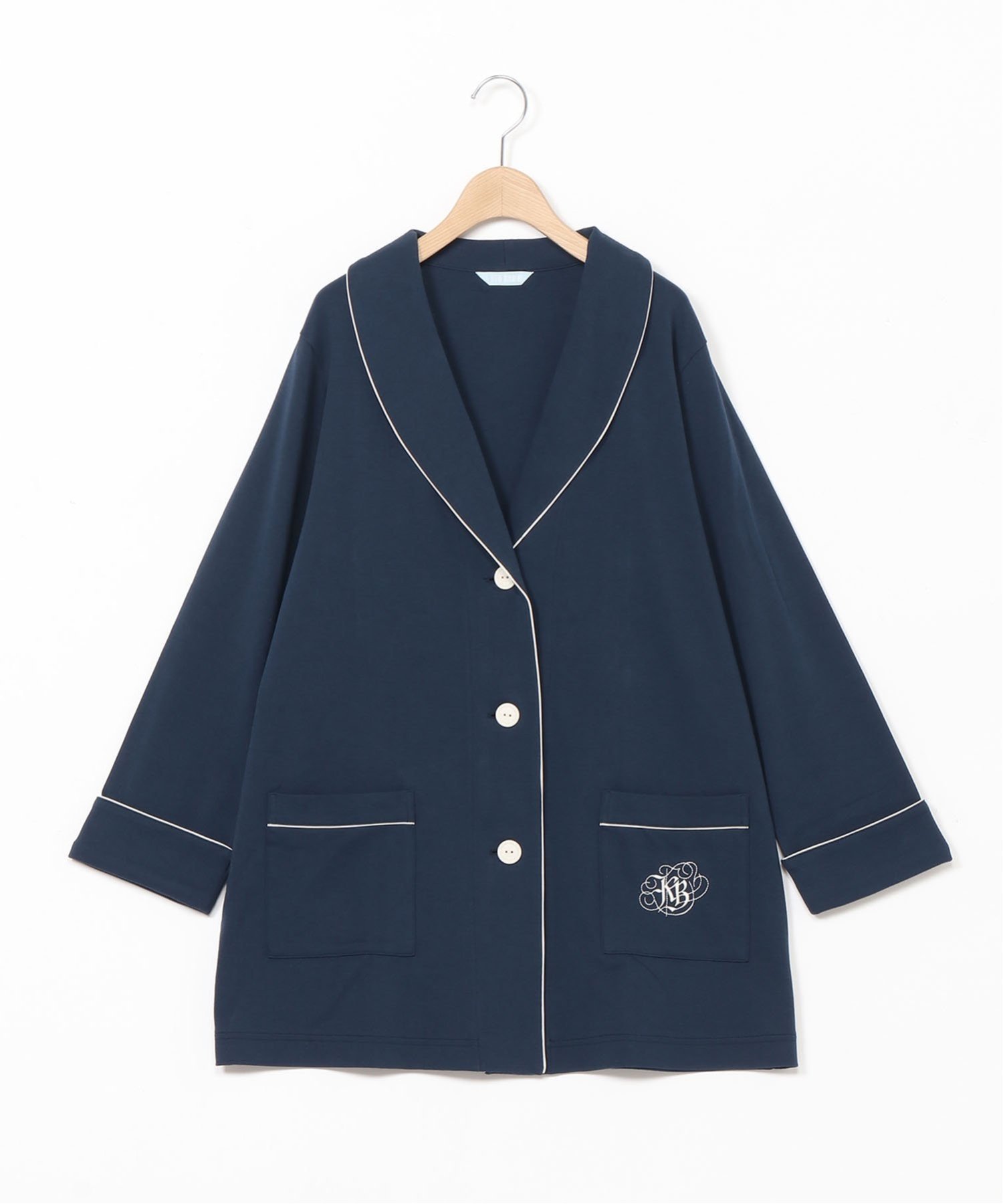 KID BLUE 部屋着 レディース KID BLUE (W)22グレイスフルコットン 長袖ガウン キッドブルー インナー・ルームウェア その他のインナー・ルームウェア ネイビー ピンク【送料無料】