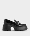 CHARLES & KEITH メタリックアクセント チャンキープラットフォームローファー チャールズアンドキース シューズ・靴 ローファー ブラウン【送料無料...