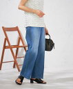 【SALE/30%OFF】a.v.v 【接触冷感/ストレッチ】デニムワイドパンツ アー・ヴェ・ヴェ パンツ その他のパンツ ブルー ネイビー【送料無料】