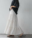 【SALE/20%OFF】MAYSON GREY 【WEB限定】マルチストライプリネンタッチティアードスカート≪洗濯機で洗える≫ メイソングレイ スカート その他のスカート ブラック ホワイト ベージュ【送料無料】