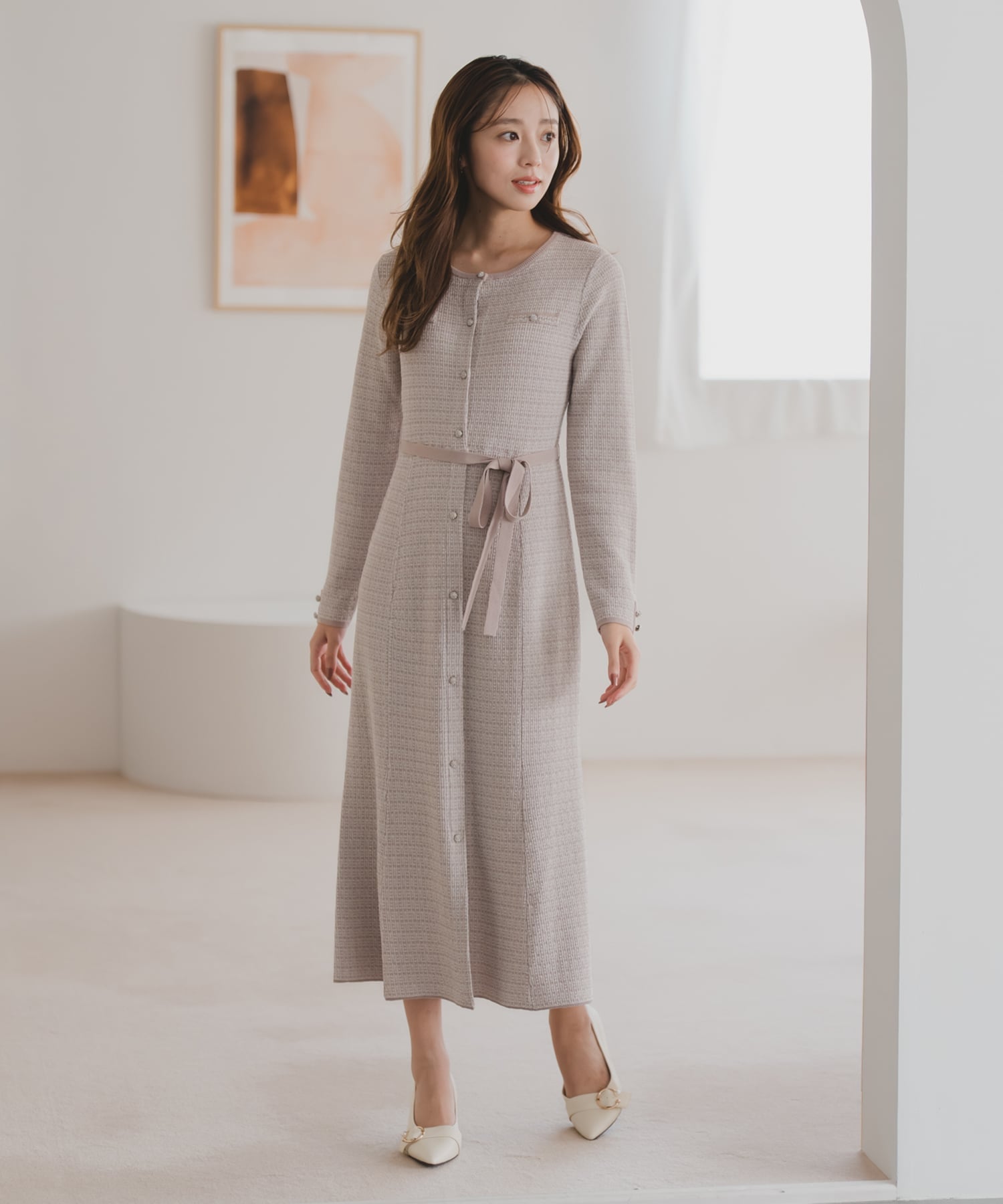 MISCH MASCH MM547403 ツイードマーメイドニットワンピース ミッシュマッシュ ワンピース・ドレス ワンピース グレー ブラック ベージュ【送料無料】のサムネイル