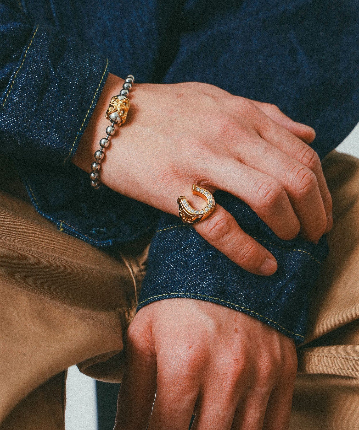 Bill Wall Leather R453 - Horseshoe Ring with C.Z. 18k YG Plated ビームス メン アクセサリー・腕時計 リング・指輪【送料無料】