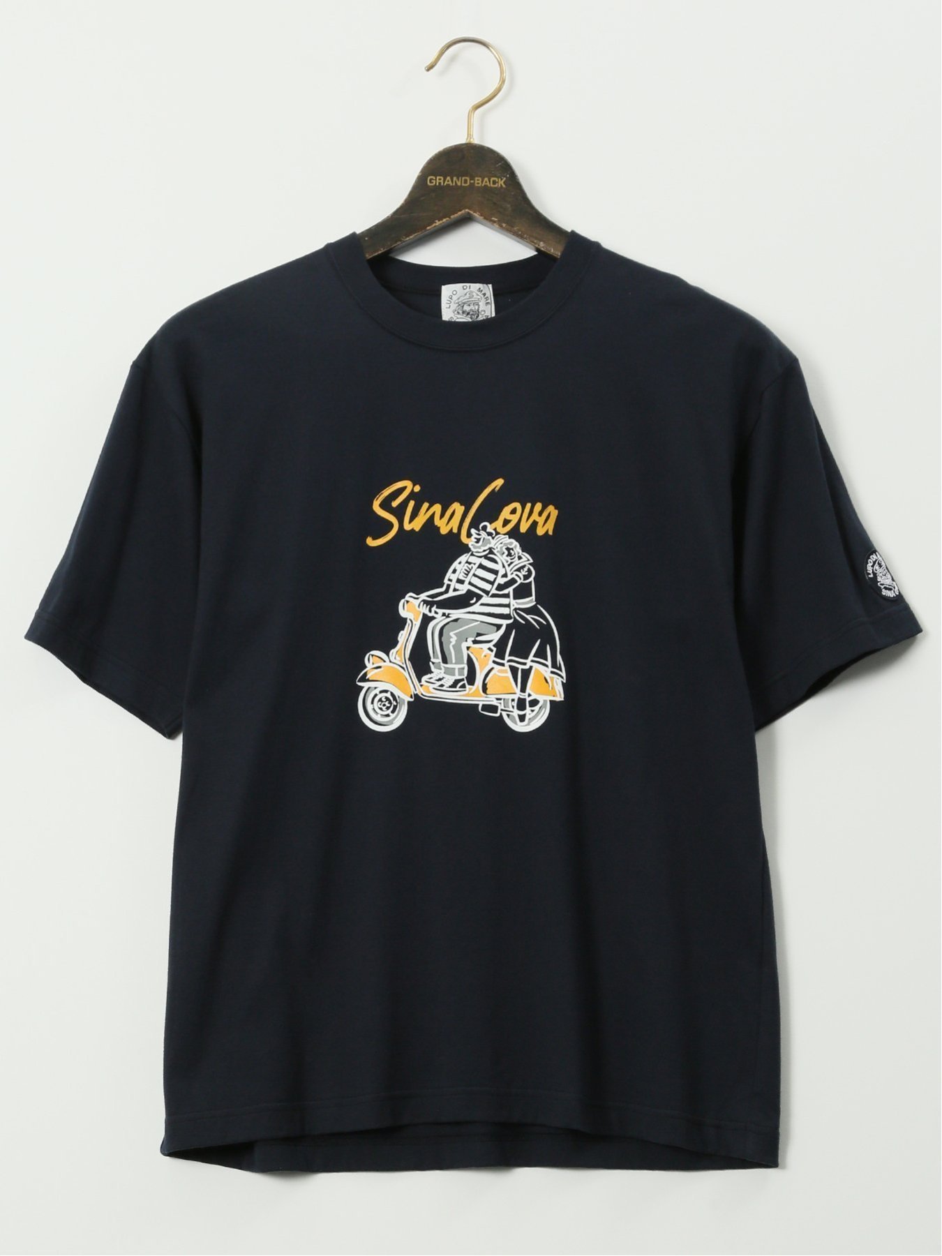 【SALE／10%OFF】GRAND-BACK 【大きいサイズ】シナコバ/SINA COVA 綿天竺 ラバープリント クルー 半袖 Tシャツ タカキュー トップス カットソー・Tシャツ ネイビー ホワイト【送料無料】