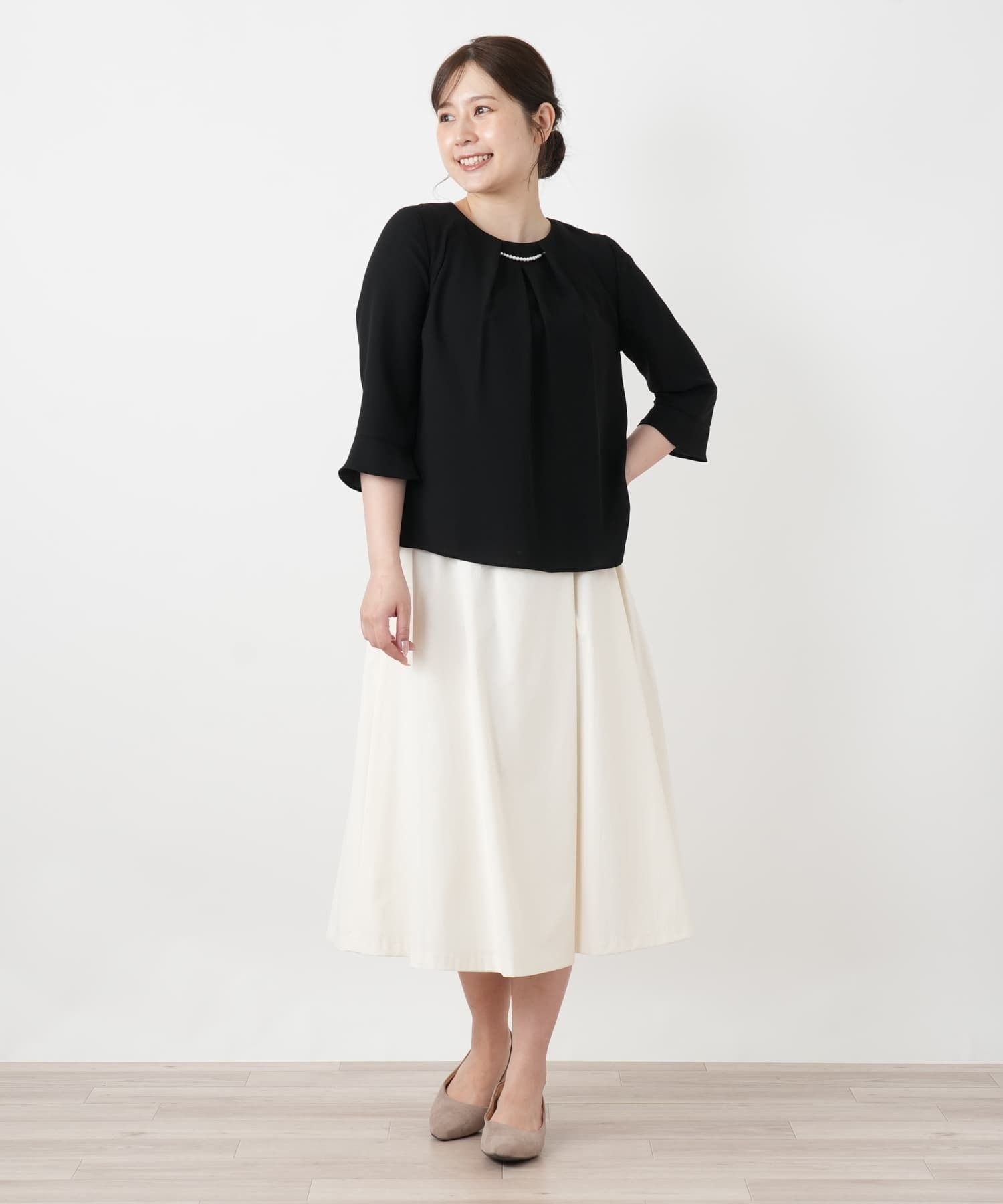 Leilian ビジュータックブラウス【Leilian WHITE LABEL】 レリアン トップス シャツ・ブラウス ブラック
