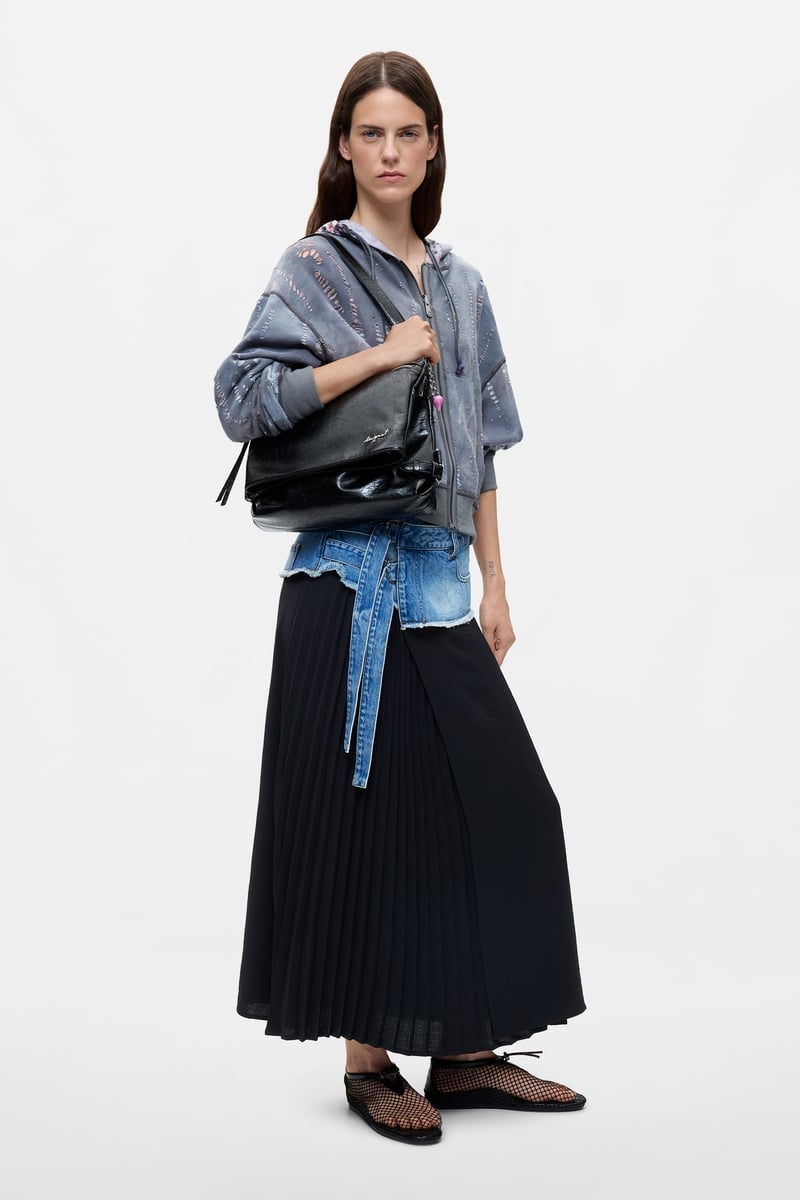 2WAYチェーンチャーム付きフラップバッグパック デシグアル バッグ リュック・バックパック ブラック