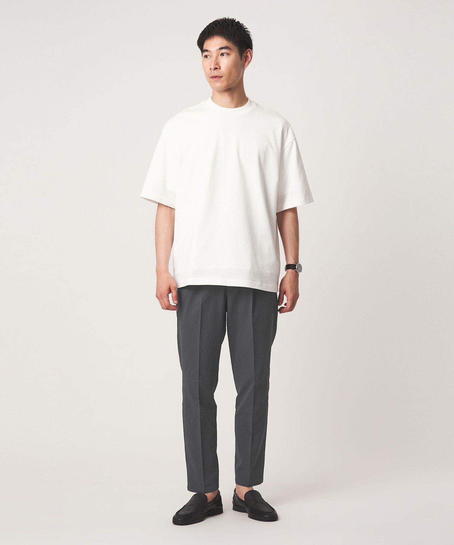 【WEB限定】JUST fit サッカー イージー 2P スラックス ユナイテッドアローズ グリーンレーベルリラクシング パンツ スラックス・ドレスパンツ ネイビー グレー