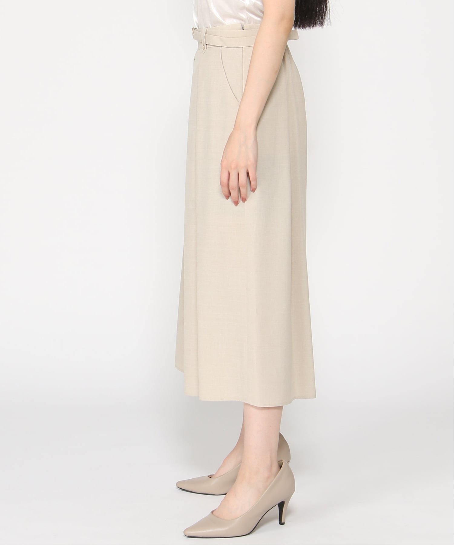 ワイドタックキュロットパンツ ダブルフェーストーキョー パンツ キュロット ベージュ グレー