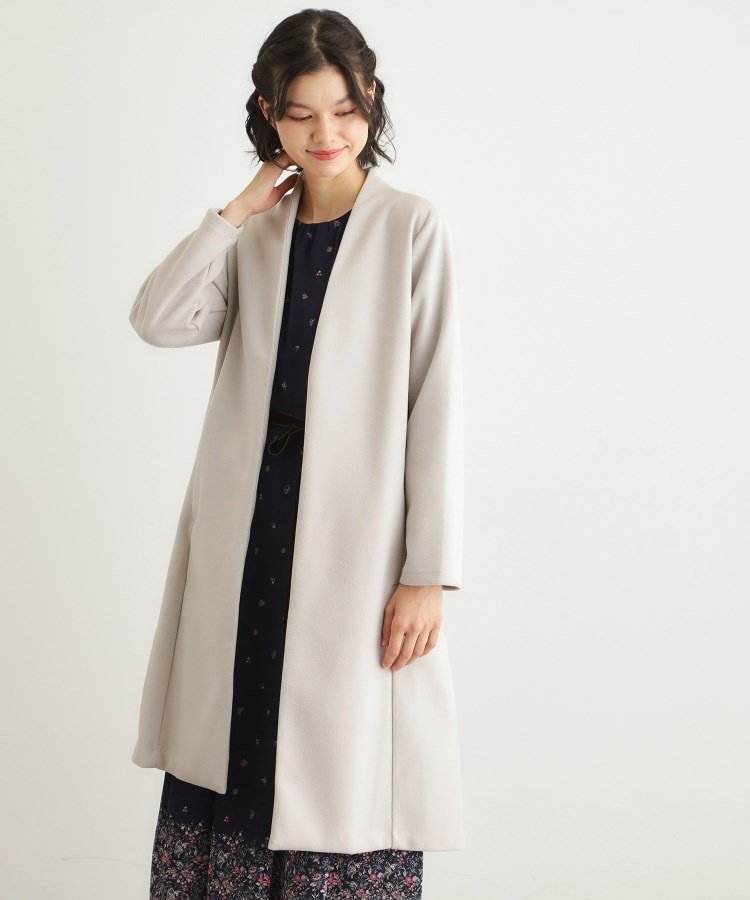 LAURA ASHLEY 【洗える/ウールレット】着流しロングコート ローラ アシュレイ ジャケット・アウター その他のジャケット・アウター ネイビー