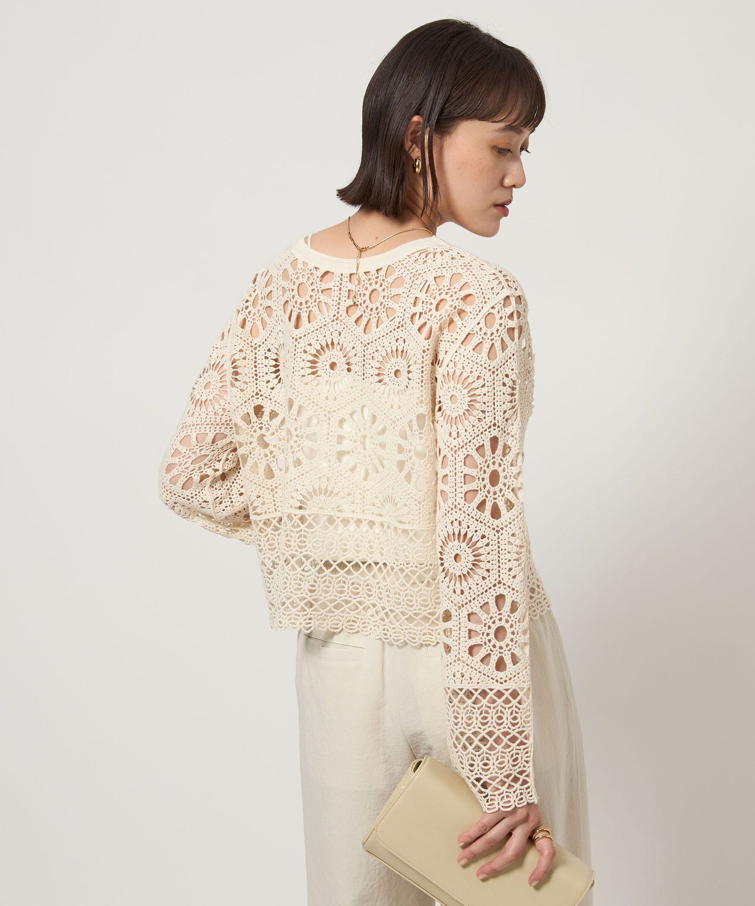 【SALE／30%OFF】UNITED ARROWS green label relaxing クロシェ カーディガン -ウォッシャブル- ユナイテッドアローズ アウトレット トップス カーディガン ブラック ホワイト【送料無料】