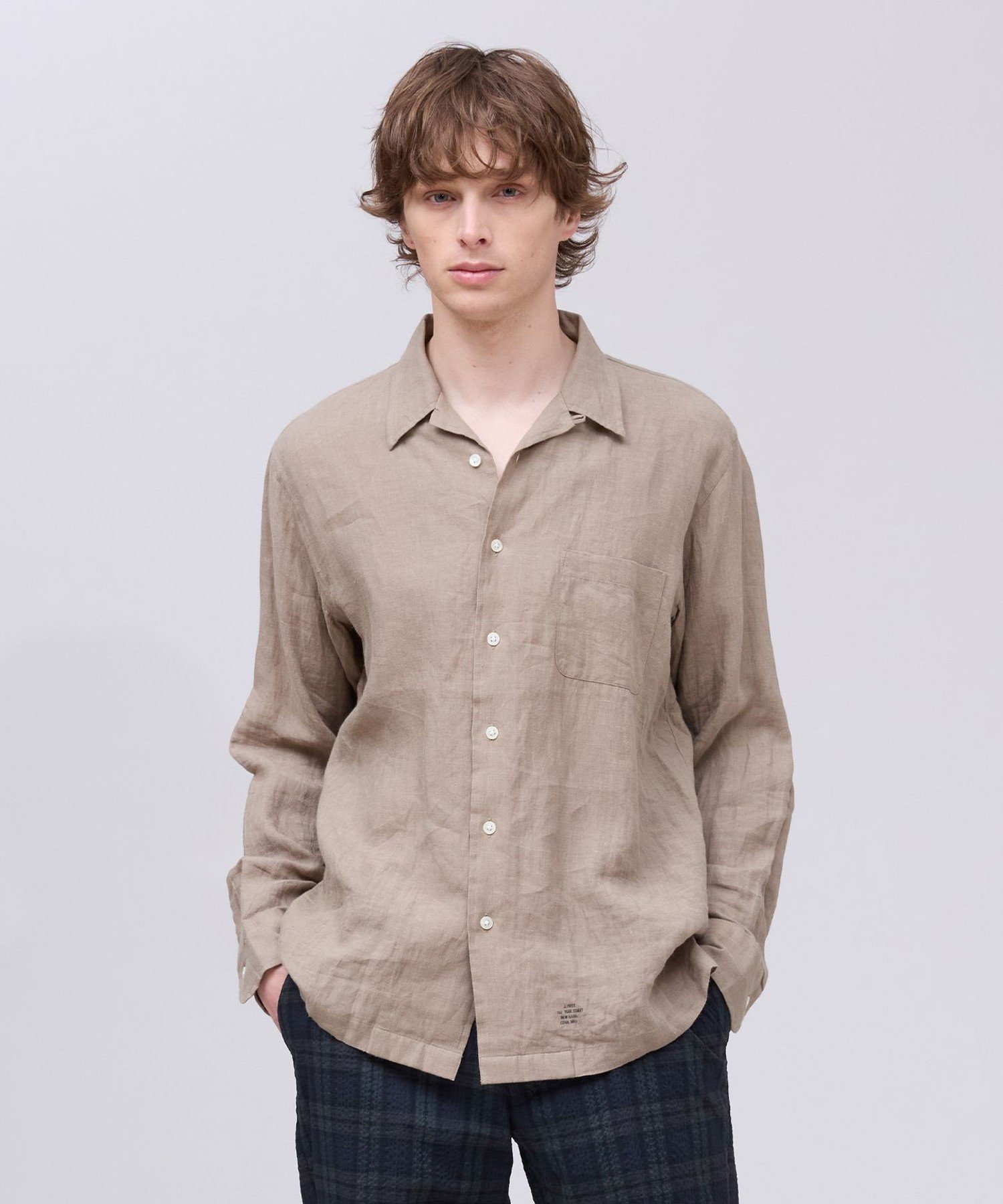 J.PRESS 【LIBECO】リネンオープンカラー シャツ ジェイプレス トップス シャツ・ブラウス ネイビー ベージュ ホワイト