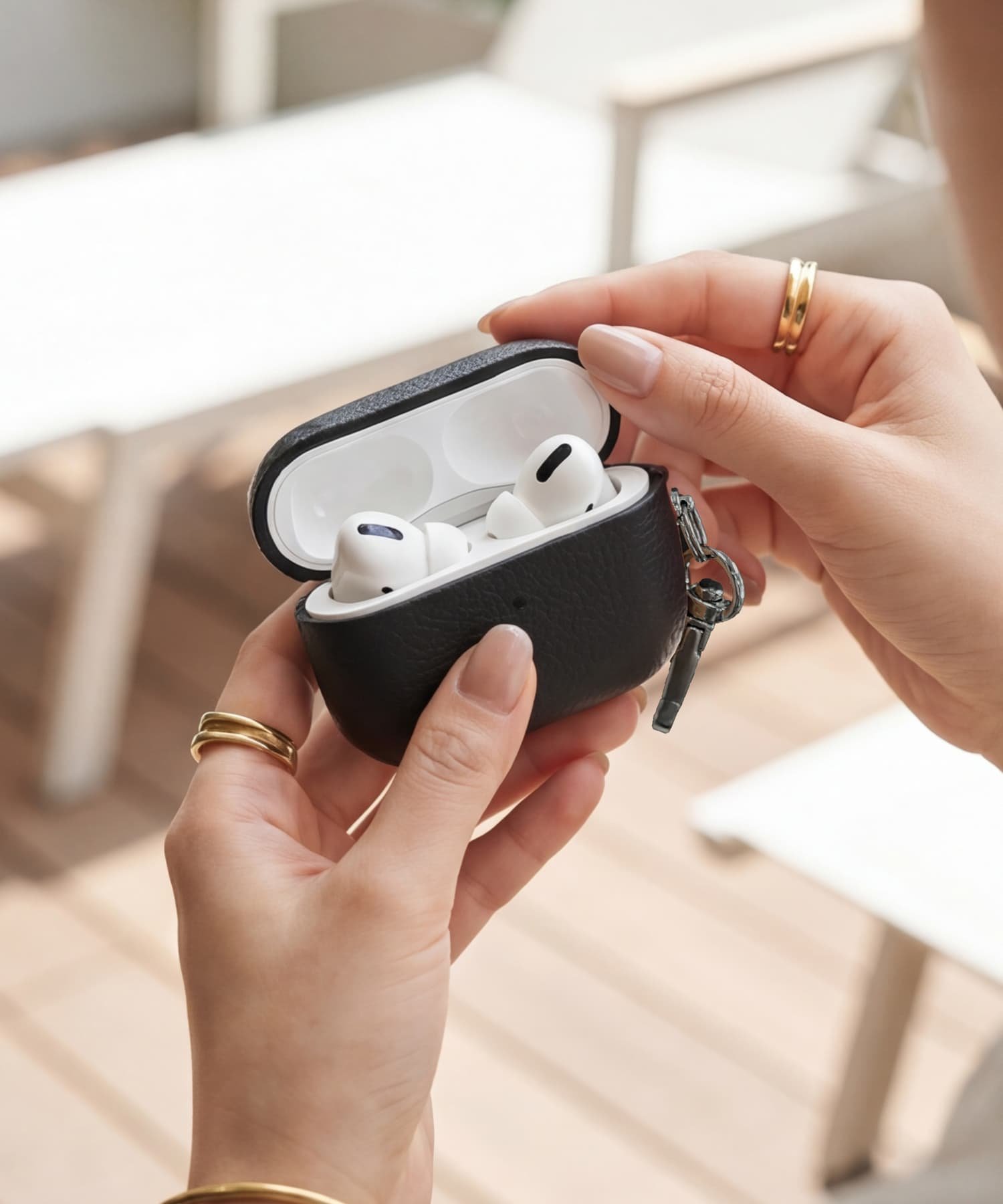 STYLE DELI 【DELI by】リアルレザーAirPods Pro 2ケース スタイルデリ 財布・ポーチ・ケース ポーチ ブラック オレンジ グリーン レッド グレー