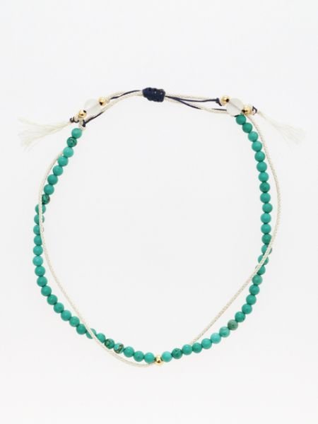 岩座 産石絹紐アンクレット 12月 ターコイズ アミナコレクション アクセサリー・腕時計 アンクレット ブルー