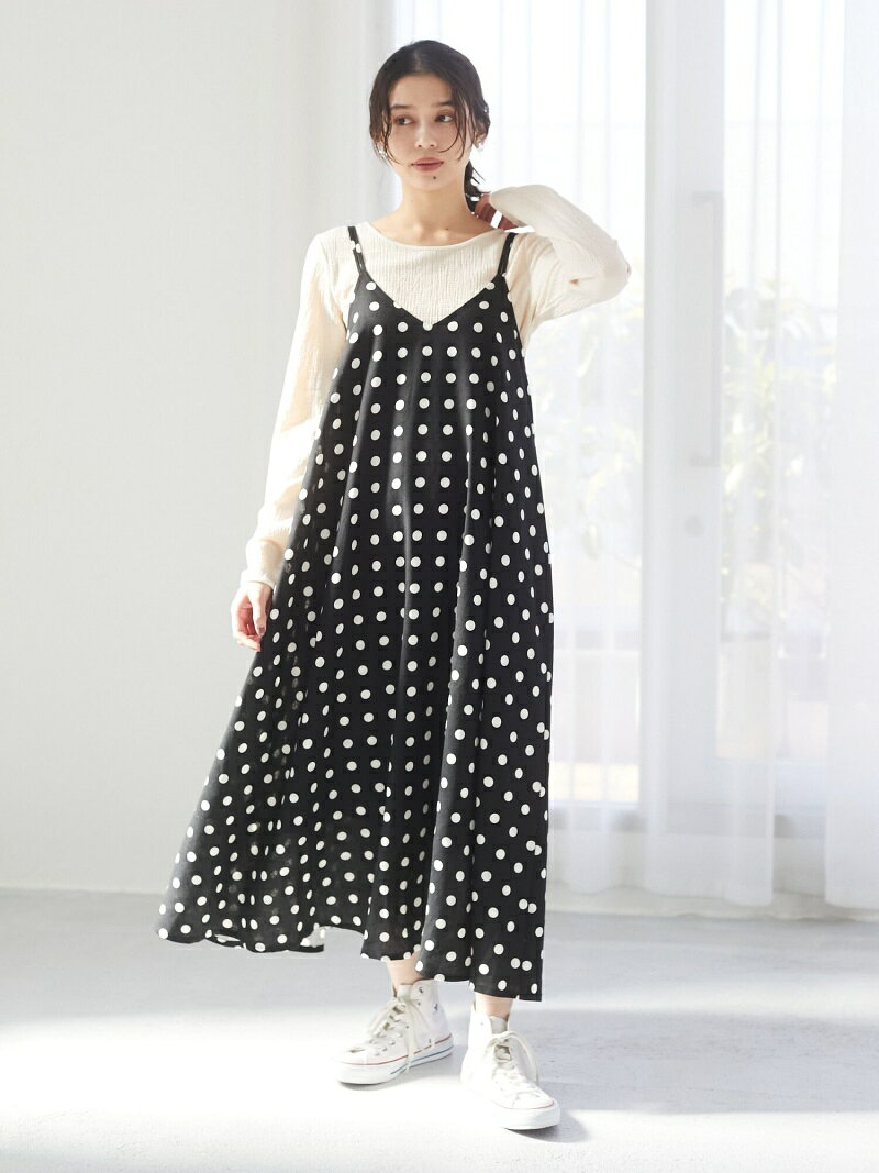 【SALE／70%OFF】Green Parks furry rate ドットキャミワンピース グリーンパークス ワンピース・ドレス その他のワンピース・ドレス ブラック ブラウンのサムネイル