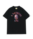 A BATHING APE COLOR CAMO CRAZY COLLEGE TEE ア ベイシング エイプ トップス カットソー・Tシャツ ブラック ホワイト【送料無料】