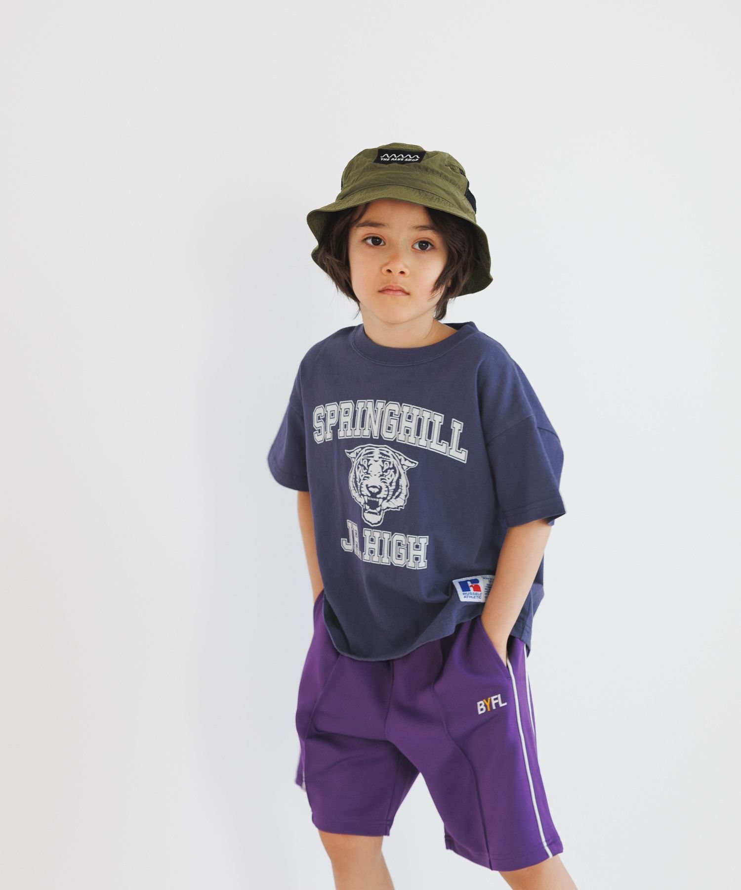 楽天Rakuten FashionBAYFLOW 【RUSSELL ATHLETIC】別注ロゴプリントT（KIDS） ベイフロー トップス カットソー・Tシャツ ネイビー グレー ホワイト